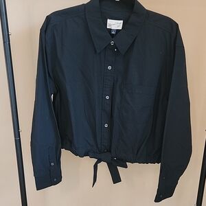 Universal Thread Black Button Down With Tie Bottom